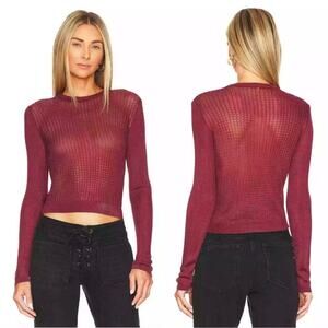 FREE PEOPLE H2O CREWNECK PULLOVER TOP IN‎ RAW GARNET NWT WOMEN'S SIZE MEDIUM